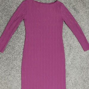 ZARA Textured Long-Sleeve Dress – Elegant Mauve Bronze